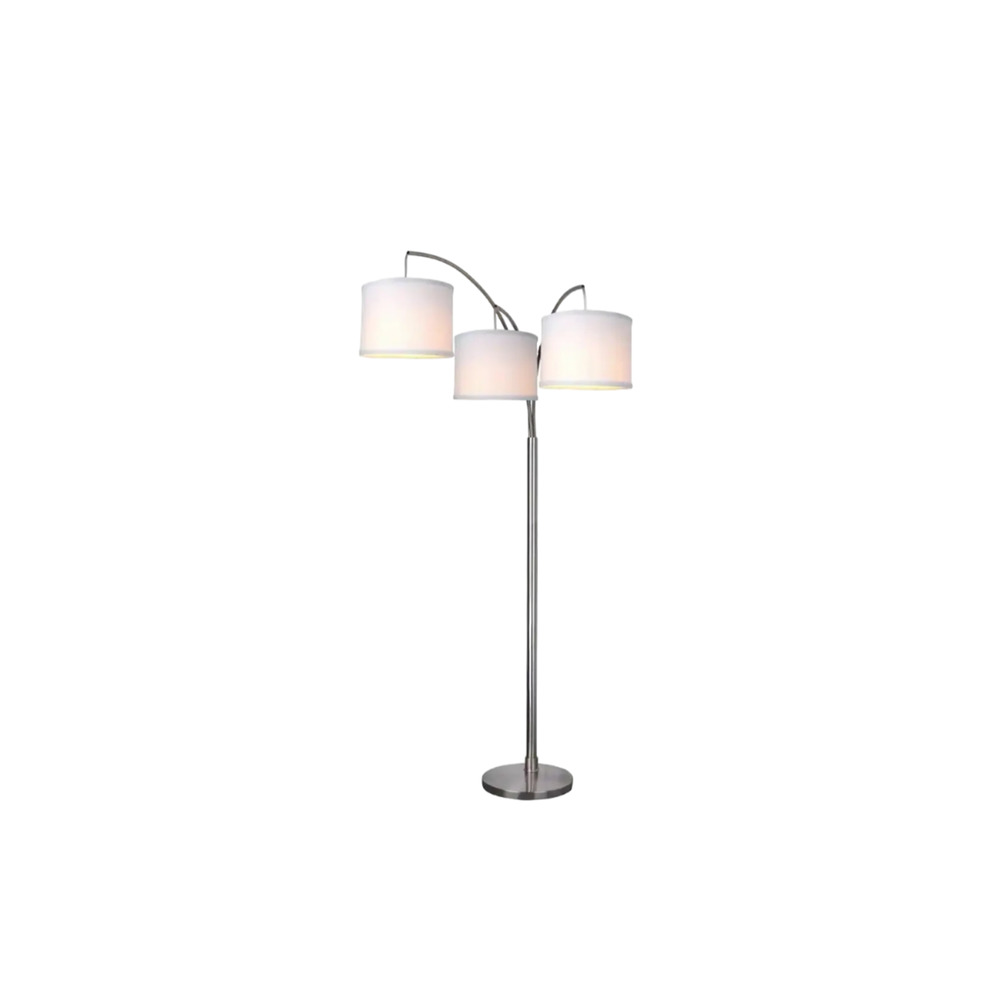 Hampton Bay 78 in. Height 3-Arc Floor Lamp - Brushed Nickel Finish New In Box